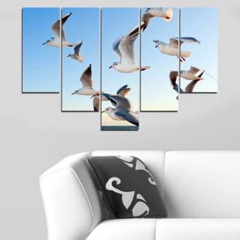 Vivid Home Картини пана Vivid Home от 5 части, Птици, Канава, 110x65 см, 6-та Форма №0477