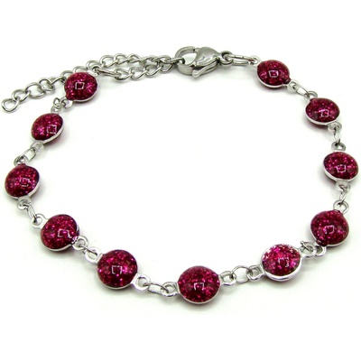 OceloveSperky1 Jemný Náramek RŮŽOVÝ (fuchsiový) z Chirurgické oceli NR260194