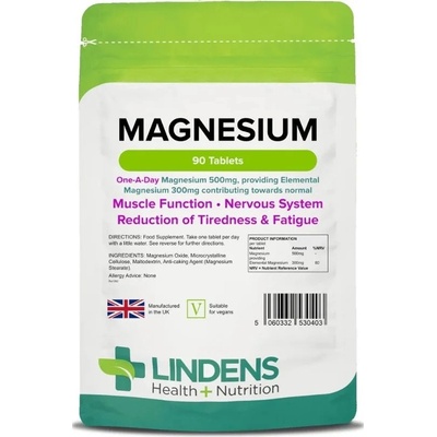 Lindens Health + Nutrition Magnesium Oxid hořečnatý 500 mg 90 tablet