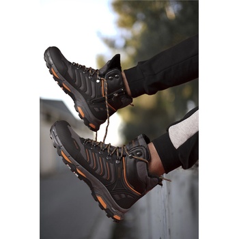 Riccon Унисекс туристически боти 00128055 - Сиви с Оранжев #326017 (326017_Антрацит)