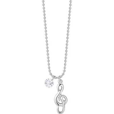 LUCA BARRA Steel Necklace With Musical Note And White Zircon