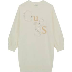 Guess Рокля трико в цвят шампанско с голям надпис Guess и кристали