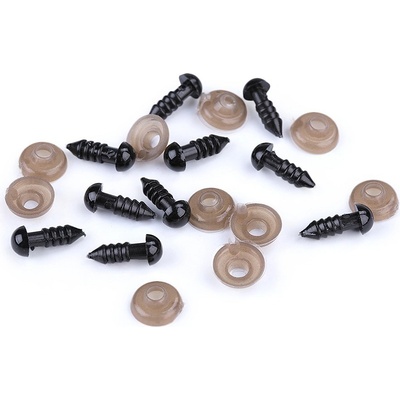 Oči s pojistkou 6 mm černé - sada 10 ks