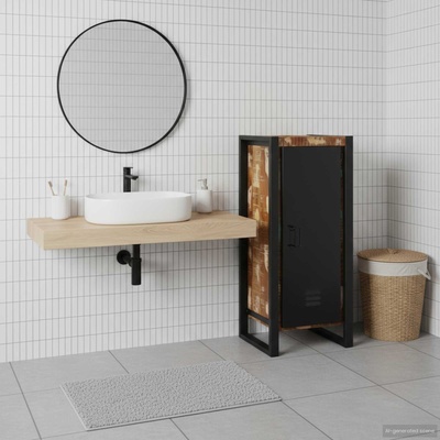 vidaXL Шкаф за баня Кафяво 40 x 35 x 90 см Солидно възстановено дърво (4013614)