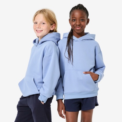 Decathlon detská oversize mikina s kapucňou bledomodrá