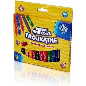 Astra Комплект восъчни пастели, Astra, Триъгълни, 12 цвята (AS316118001)