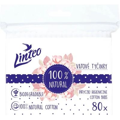 Linteo Natural Cotton Buds клечки за уши в пликче 80 бр
