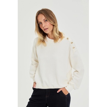 Moodo Суитшърт с декоративни копчета екрю Moodo Moodo | Byal | ЖЕНИ | XS