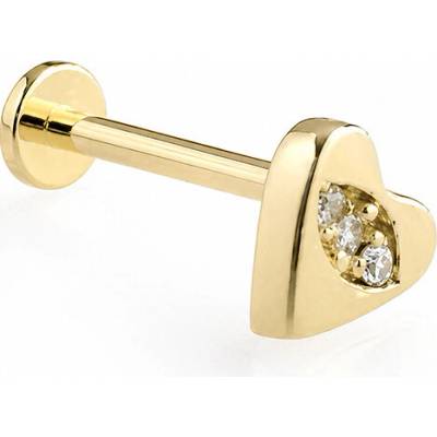 Lillian Vassago Zlatý piercing labreta srdce so zirkónmi LLV92-GPI109LB