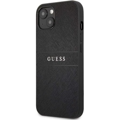 GUESS Saffiano PU Leather Hard Case - дизайнерски кожен кейс за iPhone 13 mini (черен)