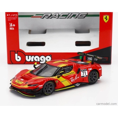 Bburago Ferrari 296 Gt3 3.0l Twin Turbo V6 N 71 Racing 2023 Červená Žlutá 1:43