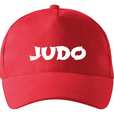 Judo nápis + postavy so zahnutým šiltom a látkovou sponou Červená