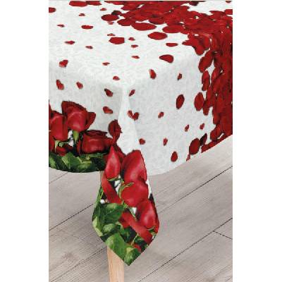 Obrus PVC 116B, metráž, 20 m x 140 cm, lístky červených ruží, IMPOL TRADE