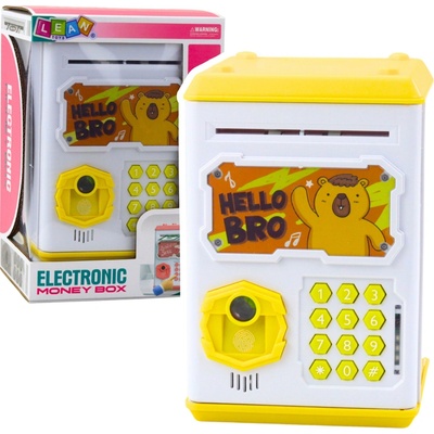 Elektronický trezor pre deti žltý s kapybarou