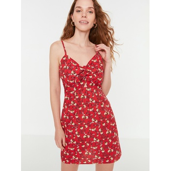 Trendyol Червена дамска рокля с цветя и къси презрамки Trendyol Trendyol | Cherven | ЖЕНИ | L