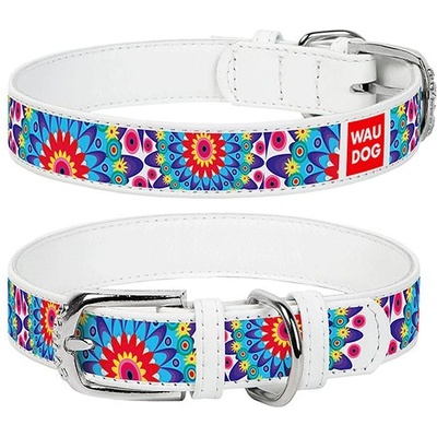 COLLAR Кожен нашийник WAUDOG Flowers - бял 1, 2 см x 21 - 29 см