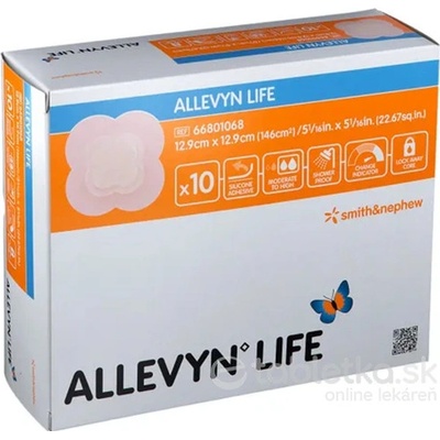 Allevyn LIFE Krytie na rany 12,9 x 12,9 cm adhezívne penové krytie so silikónovým gélom 10 ks