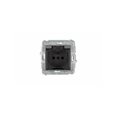 ICON Splash proof socket mechanism with 2P+Z grounding (smoke flap, overglazed front tracks) matt grey 27iGPB-1ZDP
