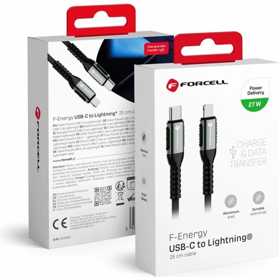 Forcell C259 Type C to Lightning Pd 3A 27W Cafule 0,25m černý