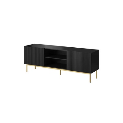 Cama meble PAFOS RTV шкаф върху златиста стоманена рамка 150x40x60 см черен мат (PAFOS TV15+S CZ)