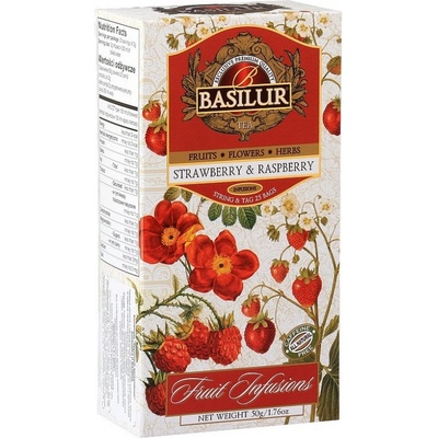 Basilur Ovocný čaj Fruit Strawberry and Raspberry porcovaný bez přeb25 sáčků