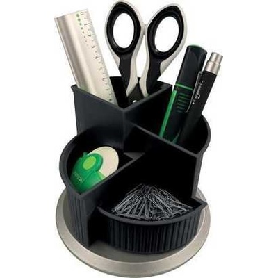 HELIT Stojánek na psací potřeby, černo-stříbrný, otočný, HELIT H6220599 24269