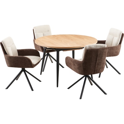 Bogdan Furniture Europe Трап. маса sendo кръгла разтег. натурално/черно