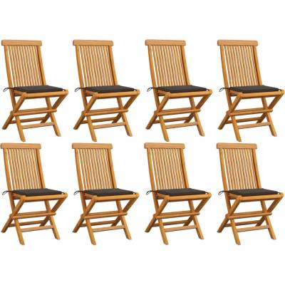 vidaXL Градински столове с възглавници таупе 8 бр тиково дърво масив (3072925)