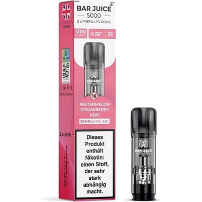 Bar Juice 5000 Pod Watermelon Strawberry Kiwi 20 mg 600 potáhnutí 2 ks