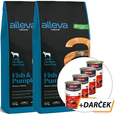 Alleva Natural Adult Medium / Maxi Fish and Pumpkin 2 x 12 kg