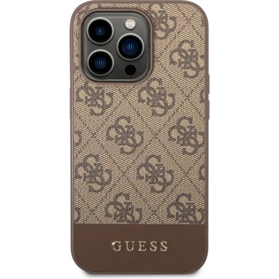 GUESS Калъф Guess - 4G Stripe, iPhone 14 Pro, кафяв (3666339088521)