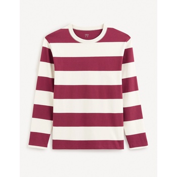 Celio Мъжка риза на райета в цвят бордо Celio Fecond Celio | Cherven | МЪЖЕ | S