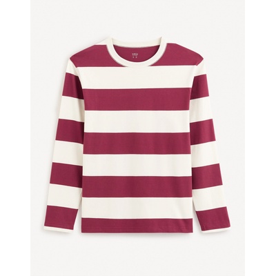 Celio Мъжка риза на райета в цвят бордо Celio Fecond Celio | Cherven | МЪЖЕ | S