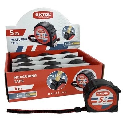 Extol Premium 3155 МЕРНА ЛЕНТА, ГУМИРАНА, С 2 СТОПЕРА, 5 м × 19 мм (3155)