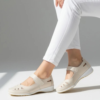 Обувки естествена кожа W186093 Beige