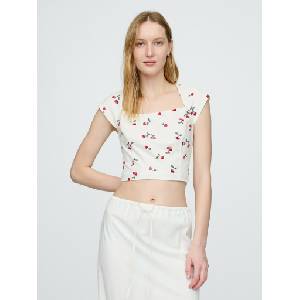 GAP Crop top от лен GAP GAP | Byal | ЖЕНИ | XS