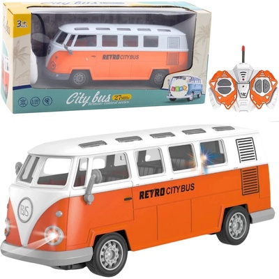 LeanToys Retro městský autobus s dálkově ovládanými RC světly 1:30