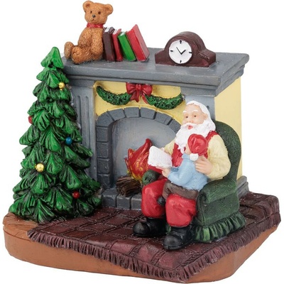 MagicHome Santa s dieťaťom pri krbe LED interiér 10,5x8x9 cm sellbox 12 ks