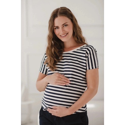 Tričko blúzka na dojčenie Two Ways Navy Stripes I kr.rukáv