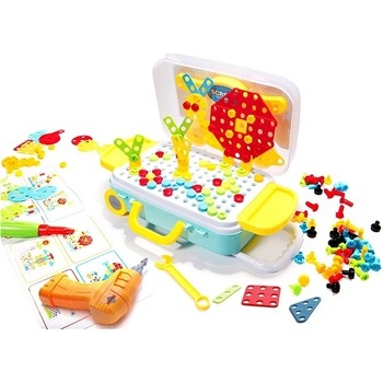 KIK KX7838_4 Mozaika puzzle plastové bloky + skrutkovač 258 ks