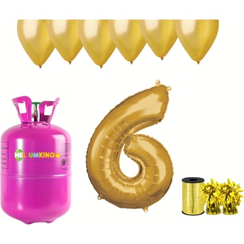HeliumKing Hélium párty set na 6. narodeniny so zlatými balónmi