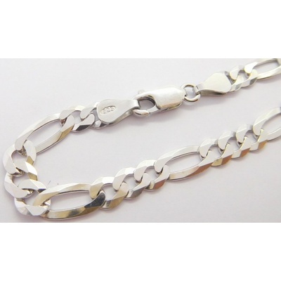 Klenoty Budín Pánský mohutný stříbrný rhodiovaný náramek 20cm FIGARO šíře 5mm 925/1000 5,30gr 0302378