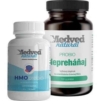 Medveď natural HMO prebio 30 kapsúl a Nepreháňaj Probio 135 g
