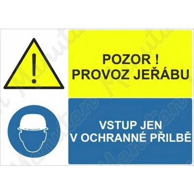 Pozor provoz jeřábů, plast 210 x 148 x 2 mm A5