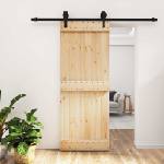 vidaXL Преплъзваща се врата Естествено и черно 80 x 210 cm (3445153)
