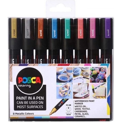 Uni 153544855 Posca akrylové popisovače metalická sada 8 ks