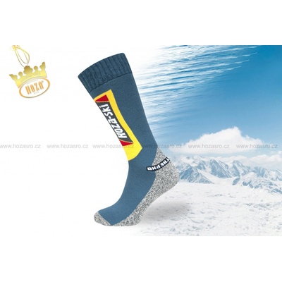 Hoza Ski dětské zimní lyžařské ponožky H204-A modrá se žlutou