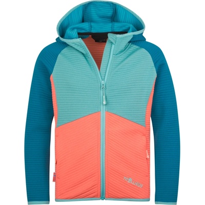 TROLLKIDS Детско поларено яке Trollkids Girl's Sogndal Jacket Fleece jacket - Mellow Peach / Harbor Blue / Aqua Haze - размер 152 (EU) (703-2685-0718)