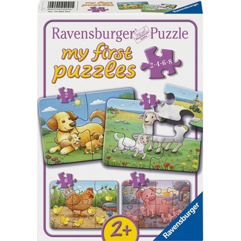 Ravensburger Детски пъзел Ravensburger 4 в 1 - Малки животни (12004041)