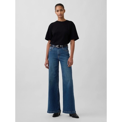 GAP Džíny wide High Rise Stride Tmavě modré